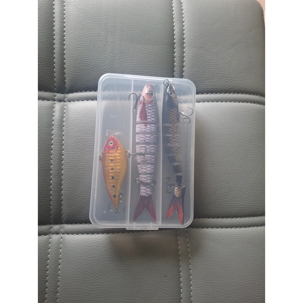 3pc Fishing Lure Set Jointed Swimbaits and Crankbait with Tackle Box Case